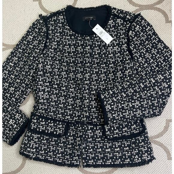 Ann Taylor Jackets & Blazers - Ann Taylor Black White Checkered Tweed Blazer Suit Jacket Size 4 NWT